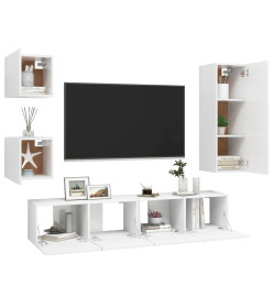 Ensemble de meuble TV 5 pcs Blanc Aggloméré