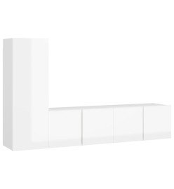 Ensemble de meuble TV 3 pcs Blanc brillant Aggloméré