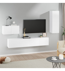 Ensemble de meubles TV 4 pcs Blanc Bois d'ingénierie