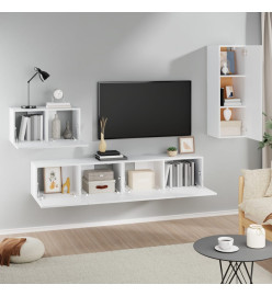 Ensemble de meubles TV 4 pcs Blanc Bois d'ingénierie