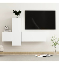 Ensemble de meubles TV 3 pcs Blanc Aggloméré