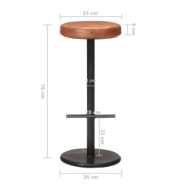 Tabourets de bar lot de 2 marron cuir véritable