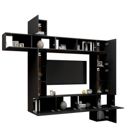 Ensemble de meuble TV 9 pcs Noir Aggloméré