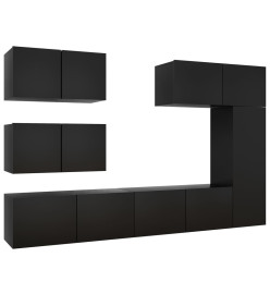 Ensemble de meuble TV 6 pcs Noir Aggloméré