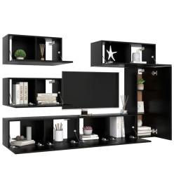 Ensemble de meuble TV 6 pcs Noir Aggloméré