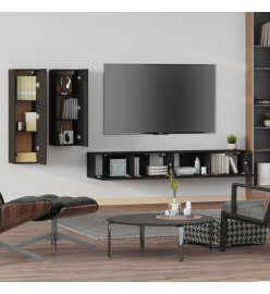 Ensemble de meubles TV 4 pcs Noir Bois d'ingénierie