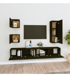 Ensemble de meubles TV 5 pcs Noir Bois d'ingénierie