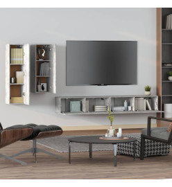 Ensemble de meubles TV 4 pcs Gris béton Bois d'ingénierie