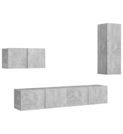 Ensemble de meuble TV 4 pcs Gris béton Aggloméré