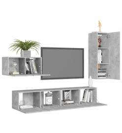 Ensemble de meuble TV 4 pcs Gris béton Aggloméré