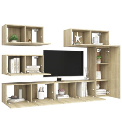 Ensemble de meuble TV 6 pcs Chêne sonoma Aggloméré