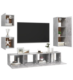 Ensemble de meuble TV 5 pcs Gris béton Aggloméré