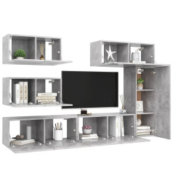 Ensemble de meuble TV 6 pcs Gris béton Aggloméré