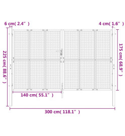 Portail de jardin anthracite 300x225 cm acier