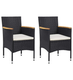 Chaises de salle à manger de jardin 2 pcs Résine tressée Noir