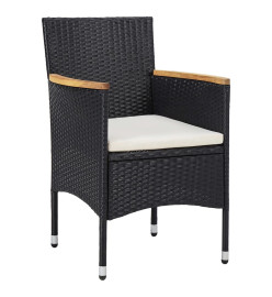 Chaises de salle à manger de jardin 2 pcs Résine tressée Noir