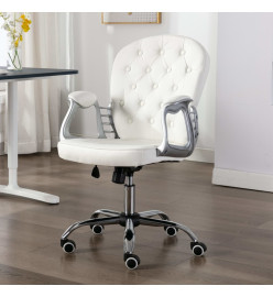 Chaise de bureau pivotante Blanc Similicuir