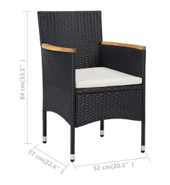 Chaises de salle à manger de jardin 2 pcs Résine tressée Noir