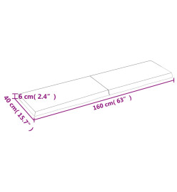 Dessus de table marron clair 160x40x6 cm bois chêne traité