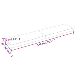 Étagère murale marron clair 140x30x6cm bois chêne massif traité