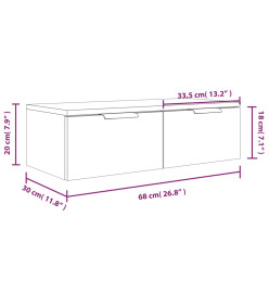 Armoire murale noir 68x30x20 cm bois d'ingénierie