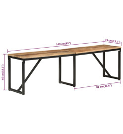 Banc 160x35x46 cm bois massif de manguier