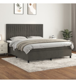 Lit à sommier tapissier et matelas Gris foncé 160x200cm Velours