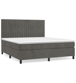 Lit à sommier tapissier et matelas Gris foncé 160x200cm Velours