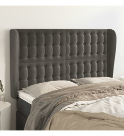 Tête de lit avec oreilles Gris foncé 147x23x118/128 cm Velours