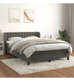 Lit à sommier tapissier et matelas Gris foncé 140x190cm Velours