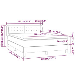Lit à sommier tapissier et matelas Gris foncé 140x190cm Velours