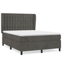 Lit à sommier tapissier et matelas Gris foncé 140x190cm Velours
