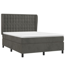 Lit à sommier tapissier et matelas Gris foncé 140x190cm Velours