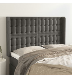 Tête de lit avec oreilles Gris foncé 147x16x118/128 cm Velours