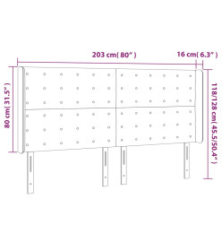 Tête de lit à LED Gris foncé 203x16x118/128 cm Velours