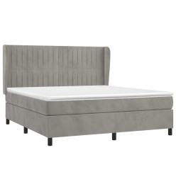 Lit à sommier tapissier et matelas Gris clair 160x200cm Velours