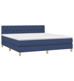 Sommier tapissier avec matelas et LED Bleu 160x200 cm Tissu
