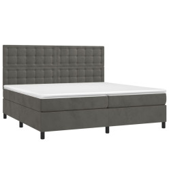Sommier tapissier matelas et LED Gris foncé 200x200 cm Velours