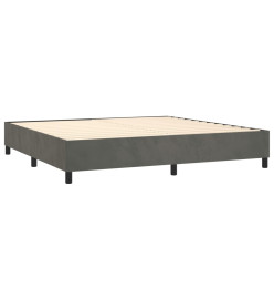 Sommier tapissier matelas et LED Gris foncé 200x200 cm Velours