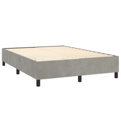 Lit à sommier tapissier et matelas Gris clair 140x200cm Velours