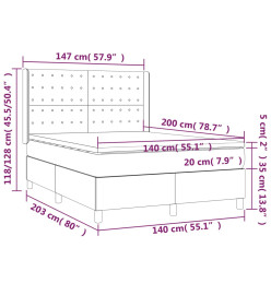 Lit à sommier tapissier et matelas Gris clair 140x200cm Velours