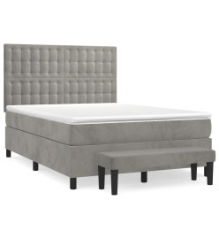 Lit à sommier tapissier et matelas Gris clair 140x200cm Velours