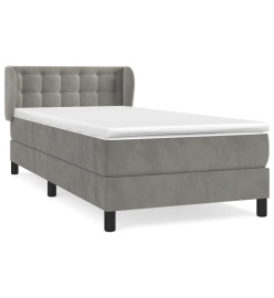 Lit à sommier tapissier et matelas Gris clair 90x200 cm Velours