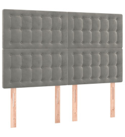 Sommier tapissier matelas et LED Gris clair 140x190 cm Velours