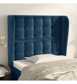 Tête de lit avec oreilles Bleu foncé 83x23x118/128 cm Velours