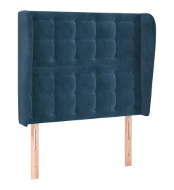 Tête de lit avec oreilles Bleu foncé 83x23x118/128 cm Velours