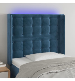 Tête de lit à LED Bleu foncé 83x16x118/128 cm Velours