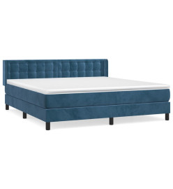 Lit à sommier tapissier et matelas Bleu foncé 160x200cm Velours