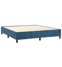 Sommier tapissier matelas et LED Bleu foncé 160x200 cm Velours