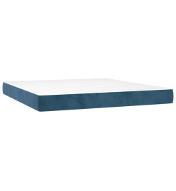 Sommier tapissier matelas et LED Bleu foncé 160x200 cm Velours